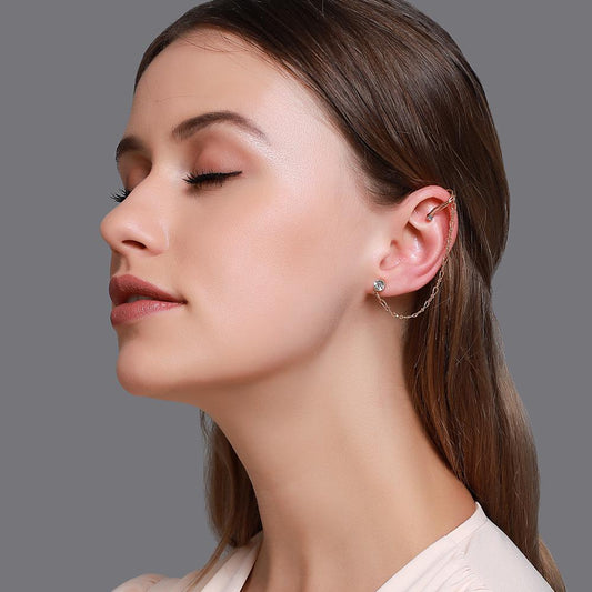 Earrings Personality Simple Ear Studs Ear Clip One-piece Earrings Cold Single Tassel Earrings