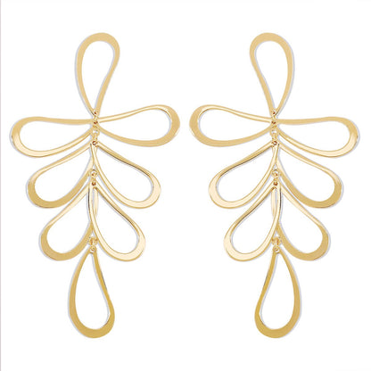 E1197 jewelry simple metal hollow geometric earrings light luxury cold temperament earrings