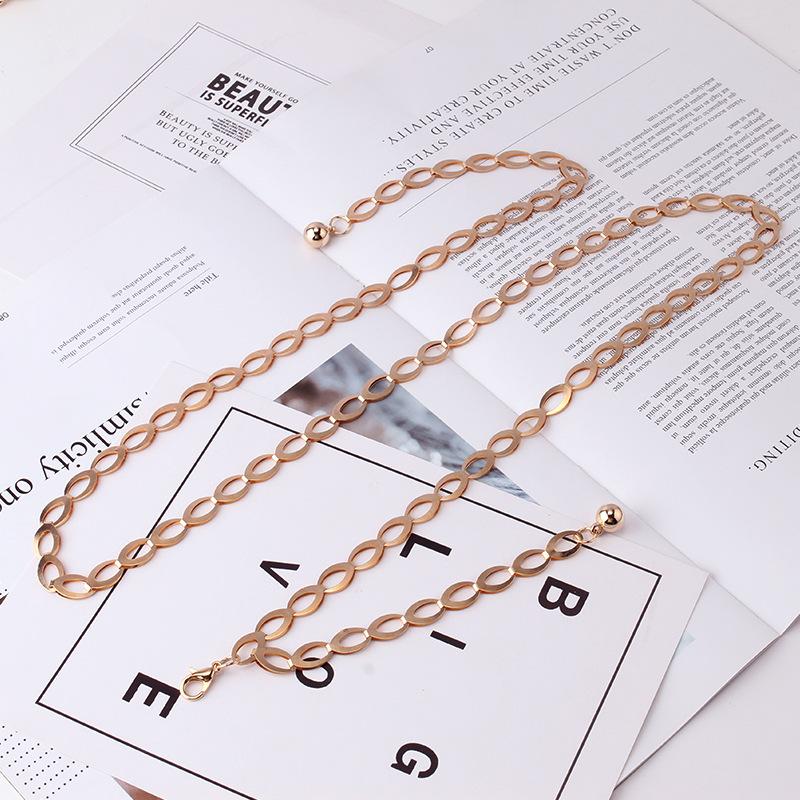 Jewelry Fashion Elegant Gold Women's Waist Chain Versatile Dress Decoration Metal Big Ring Belt