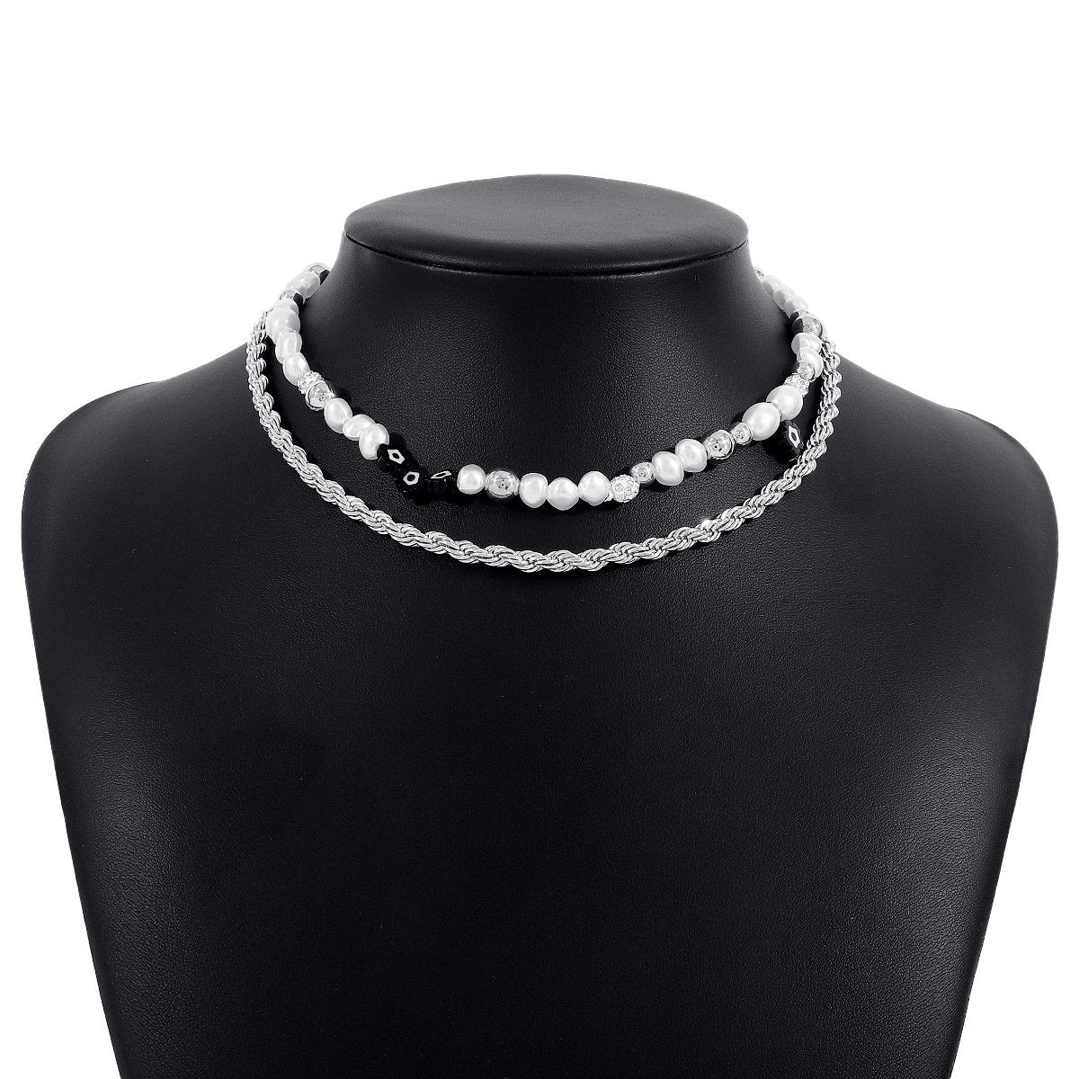 N1787 National Personality Double Fashion Necklace CCB Beaded Twist Chain Necklace Small Fresh Flower Necklace