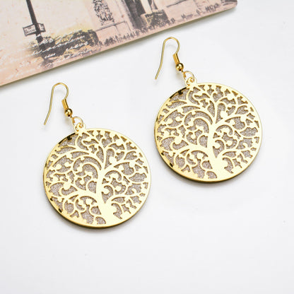 Year Fashion Popular Elements Hollow Tree Frosted Earrings Ladies Earrings