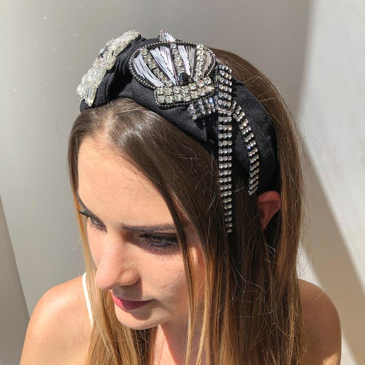 F3137 Retro wide-brimmed fabric rice bead hair ornament style personality Baroque palace diamond headband female
