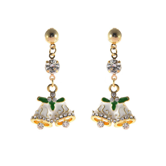 Jewelry Christmas Bell Shape Rhinestone Stud Earrings Fashion Ladies Christmas Gift Earrings Earrings