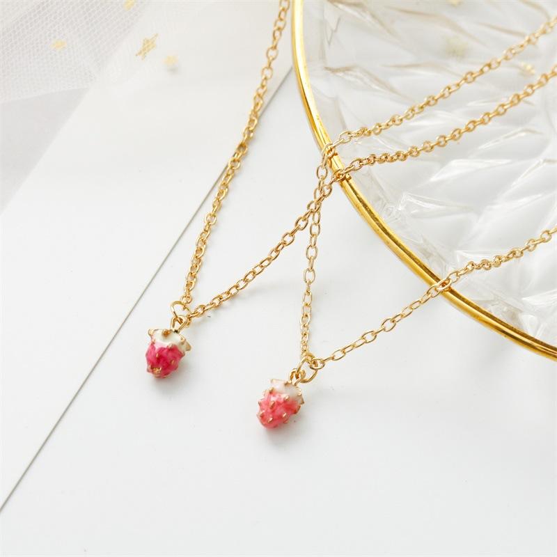 Original Cute Strawberry Necklace Sweet Short Tassel Clavicle Chain Jewelry