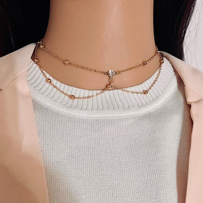 Jewelry Fashion Ball Rhinestone Necklace Female Simple Metal Chain Rhinestone Clavicle Necklace Jewelry
