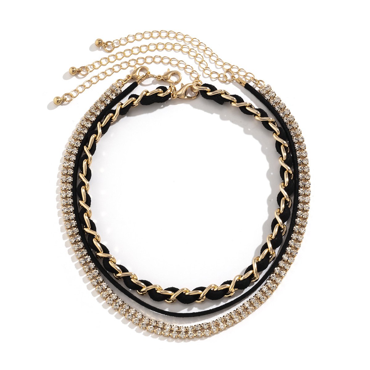 Jewelry Retro Small Velvet Chain Necklace Temperament Simple Diamond Geometric Metal Necklace