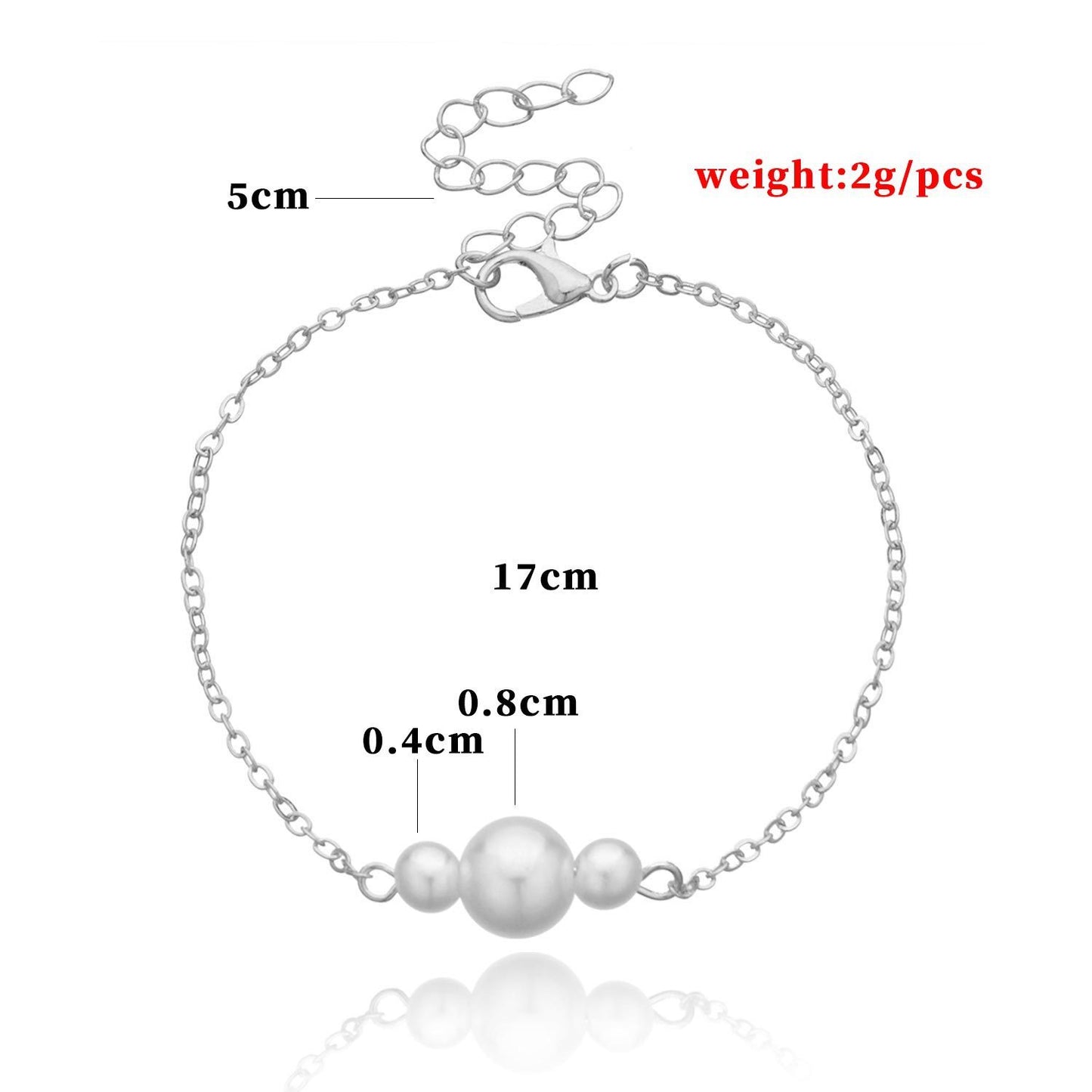 Jewelry Size Pearl Hand Threaded Bracelet Female Fashion Simple Metal Chain Bracelet Jewelry