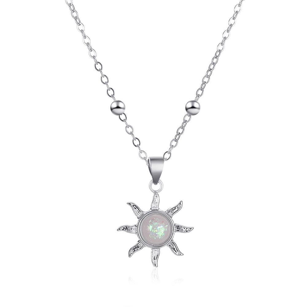 Accessories Opal Sun Necklace Temperament Inlaid Opal Small and Beautiful Simple Clavicle Necklace