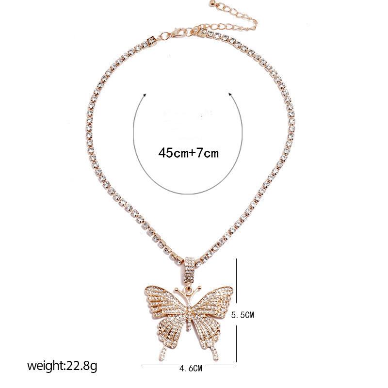 Jewelry Personality Geometric Fashion Butterfly Pendant Necklace Women's Popular Butterfly Diamond Set Necklace