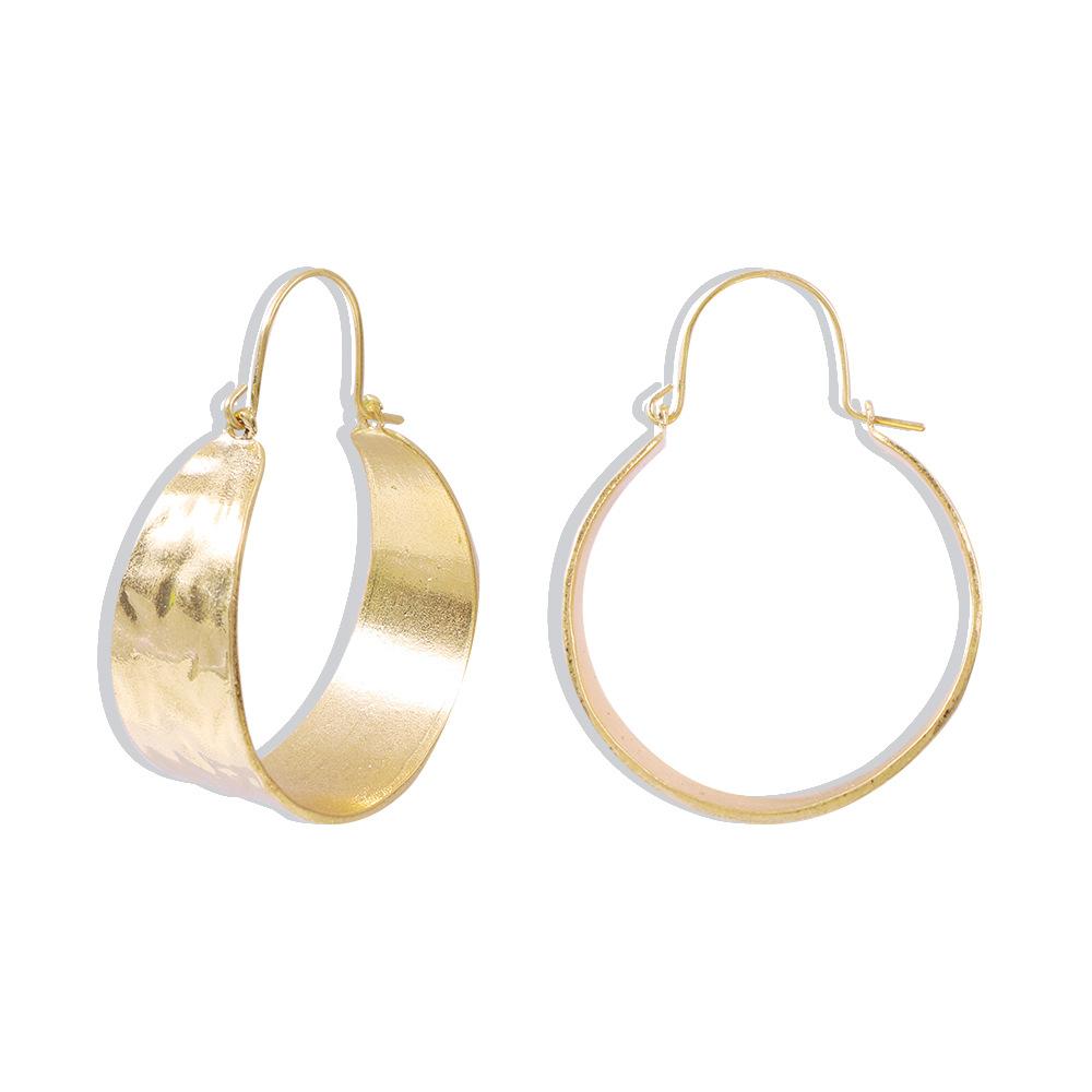 E967 Minority Design Metal Earrings Creative Fashion Versatile Alloy Large Circle Bright Earrings Earrings Women