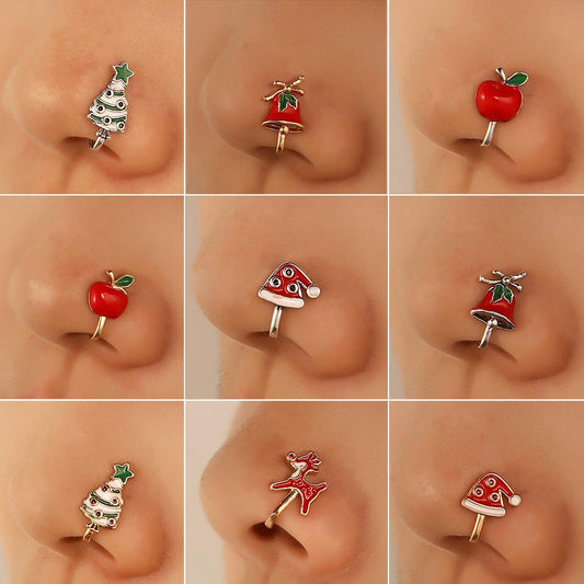 African piercing-free fake nose ring Christmas series dripping oil U-shaped nose nail nose clip piercing jewelry