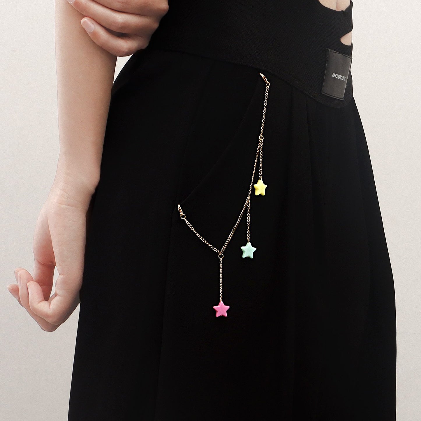 Jewelry tassel color five-pointed star pendant pants bag accessories female hip-hop geometric clothing pendant