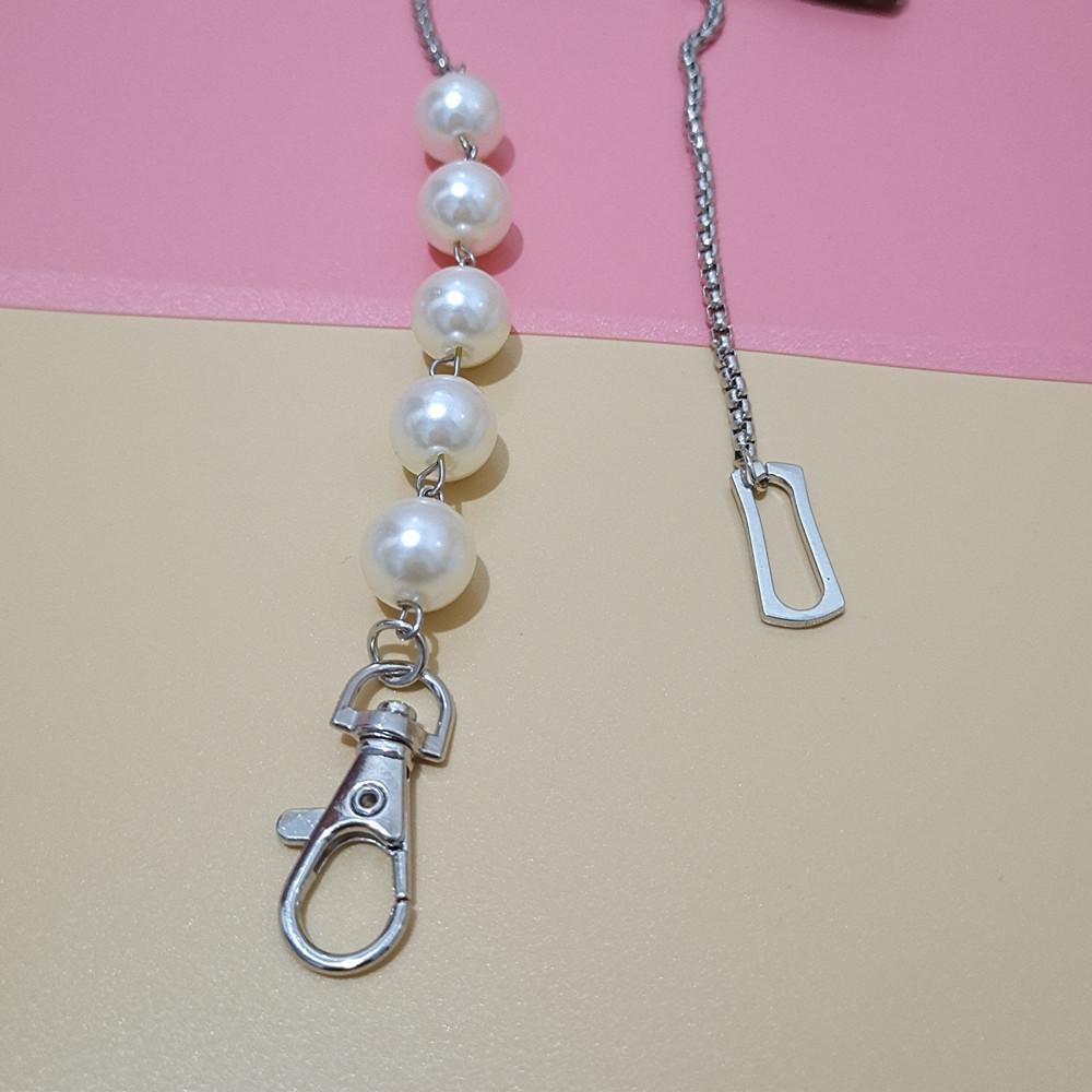 Jewelry Punk Hip Hop Keychain Clavicle Chain Necklace Fashion Trend Imitation Pearl Stitching Necklace