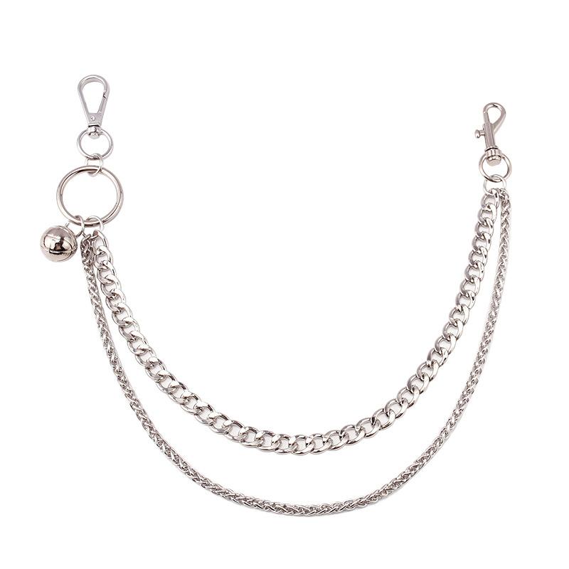 Metal Double Chain Waist Chain Ladies Denim Personality Silver Alloy Basketball Pendant Pants Chain Accessories