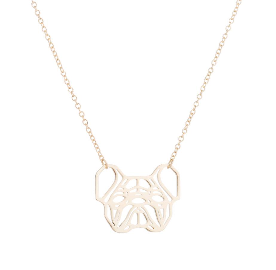 French Bulldog Necklace Bulldog Big Dog Head Animal Necklace Cute Cute Origami Geometric Dog Pendant Necklace