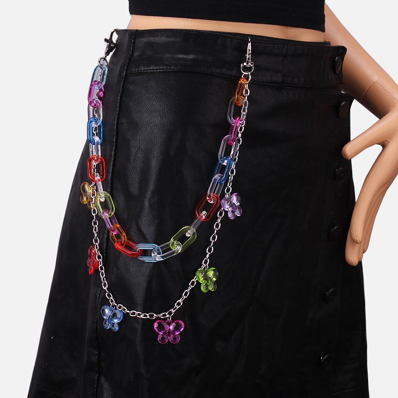 Jewelry street shooting color chain pants chain fashion candy color sexy hot girl butterfly waist chain