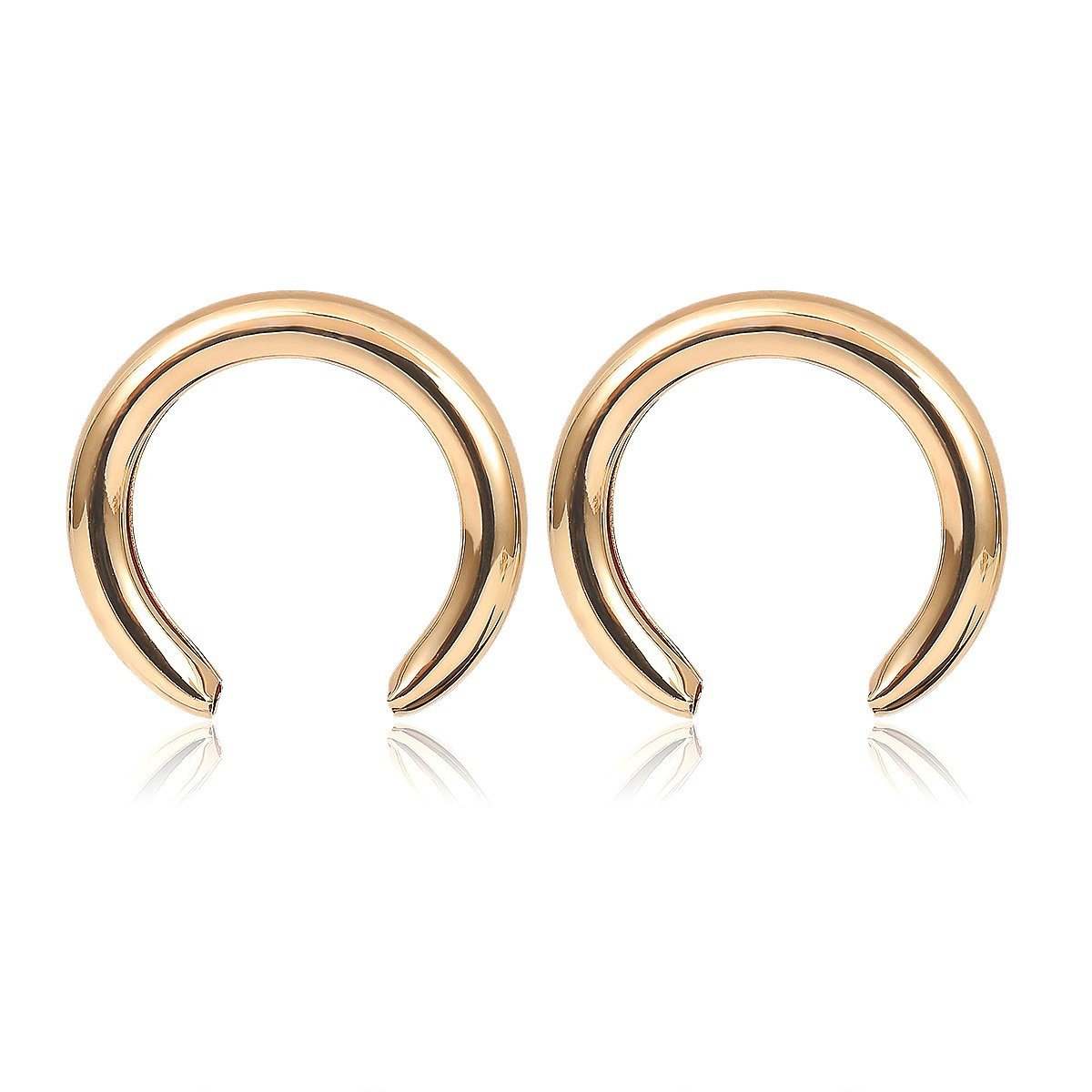 Jewelry Simple Punk Exaggerated Crescent Earrings Female Personality Retro Metal Hollow Earrings