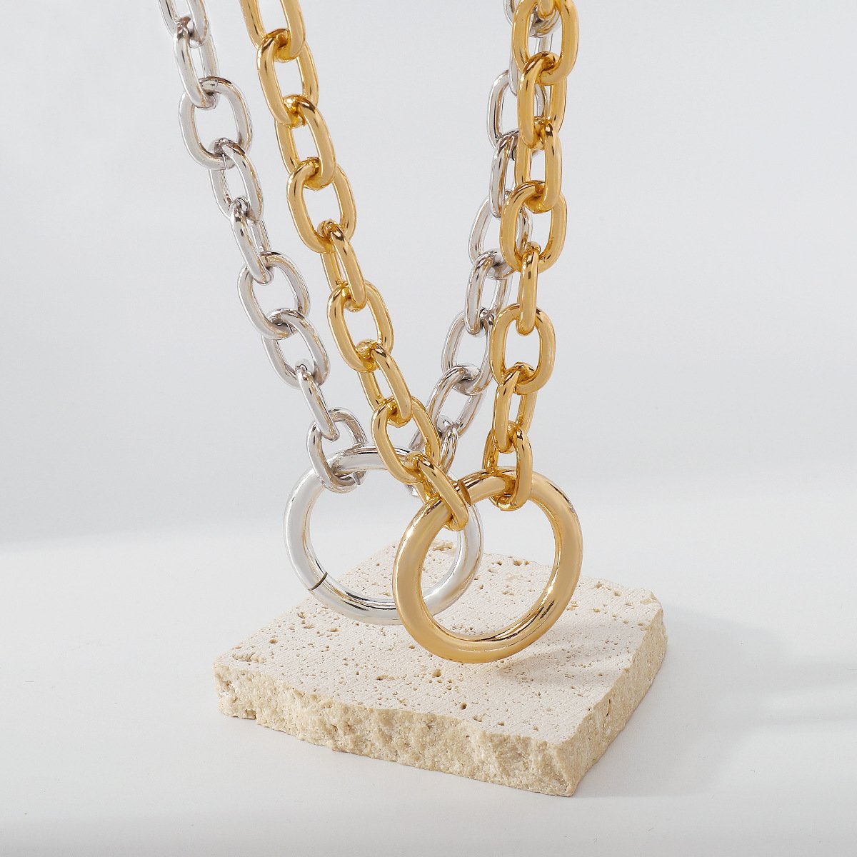 N1196 Jewelry Exaggerated Heavy Industry Chain Circle Necklace Personality Punk Hip Hop Fashion Necklace