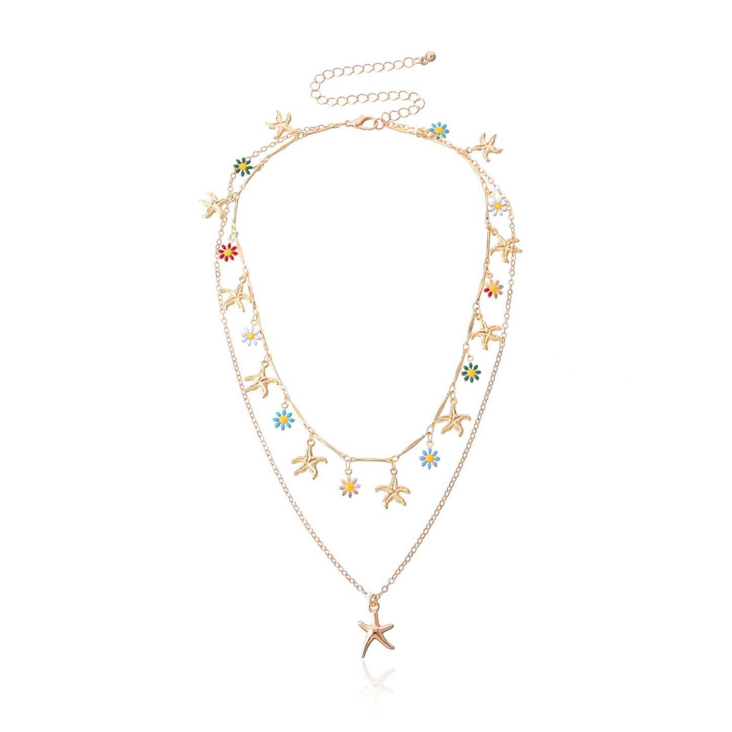 Jewelry Hawaiian Alloy Starfish Pendant Necklace Femininity Popular Drop Glaze Flower Necklace