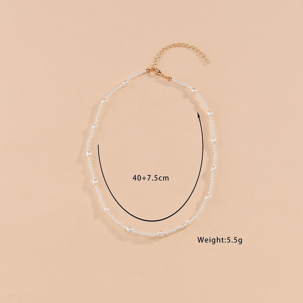 Fashion Temperament Oval Imitation Pearl Necklace Clavicle Chain Choker Ladies Accessories