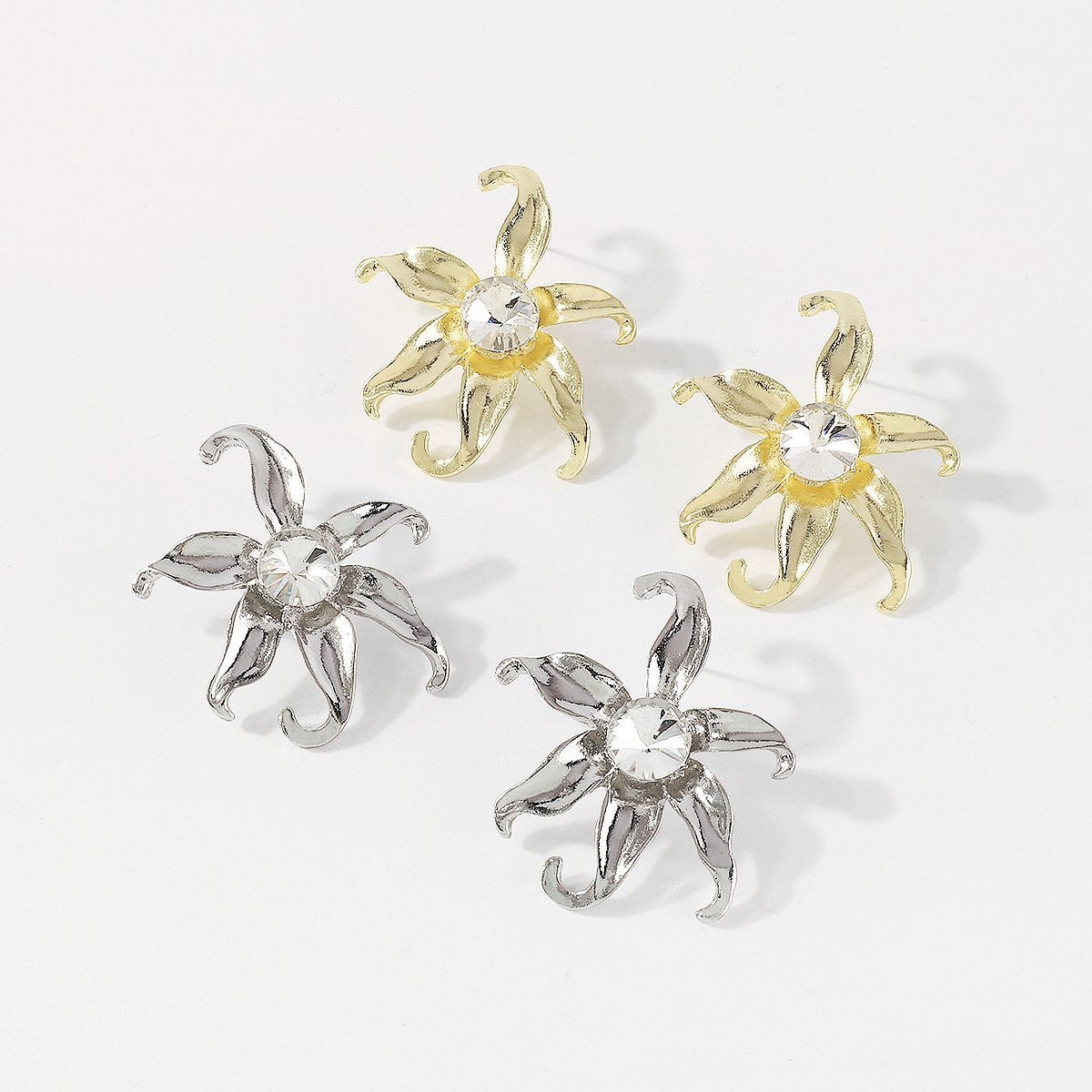E1866 Irregular three-dimensional geometric earrings simple metal orchid small fresh personality earrings women