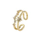 Sweet Diamond Star Copper Micro-Inlaid Open Ring French Design Ladies Super Fairy Irregular Ring
