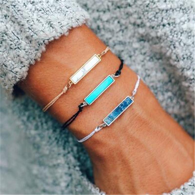 Accessories Fashion Ethnic Vintage Square Turquoise Bracelet Woven Bracelet Women Jewelry