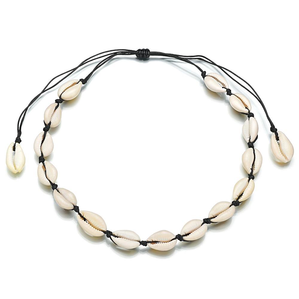 Accessories Boho Ethnic Big Shell Necklace Beach Vacation Braided Necklace Jewelry