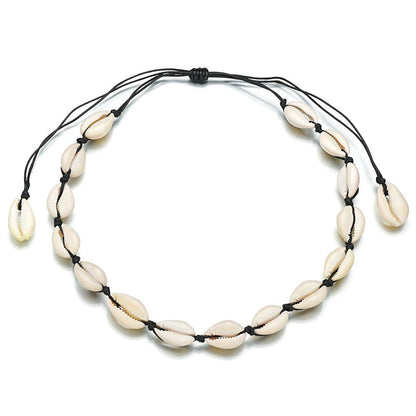 Accessories Boho Ethnic Big Shell Necklace Beach Vacation Braided Necklace Jewelry