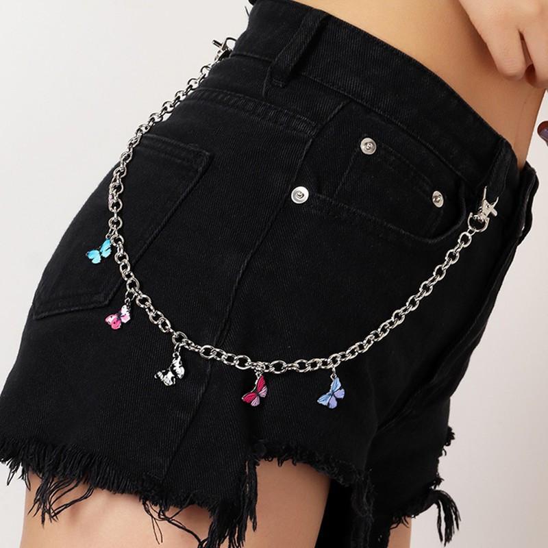 Body Waist Chain Personality Metal Punk Pants Chain Summer Casual Alloy Drip Oil Butterfly Waist Chain