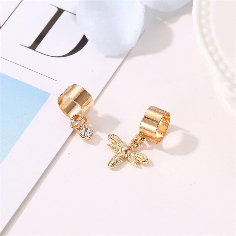 Simple U-shaped ear bone clip small bee diamond-studded arc wide ear clip women's fashion suit without pierced earrings