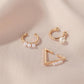 Temperament three-piece ear clip hollow geometric pearl earrings earrings ear bone clip cold earrings