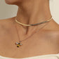 Jewelry Fashion Full Diamond Drop Glaze Butterfly Pendant Necklace Female Trend Multi-layer Snake Bone Chain Necklace