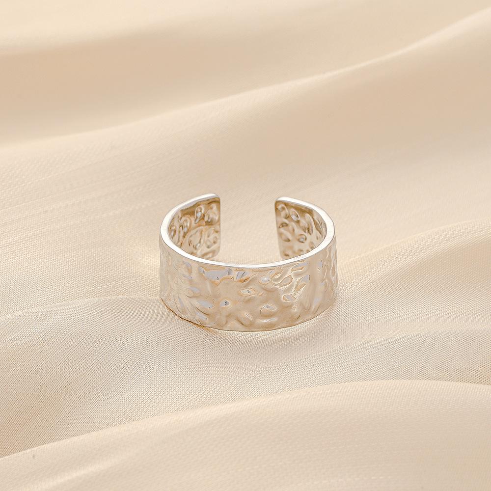 Chao Baita high-end sense cold stainless steel opening wide side hammer pattern adjustable ring