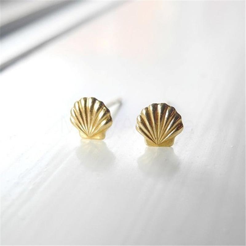 Grid Jewelry Simple Fashion Shell Small Fresh Earrings Beach Stroll Leisure Jewelry