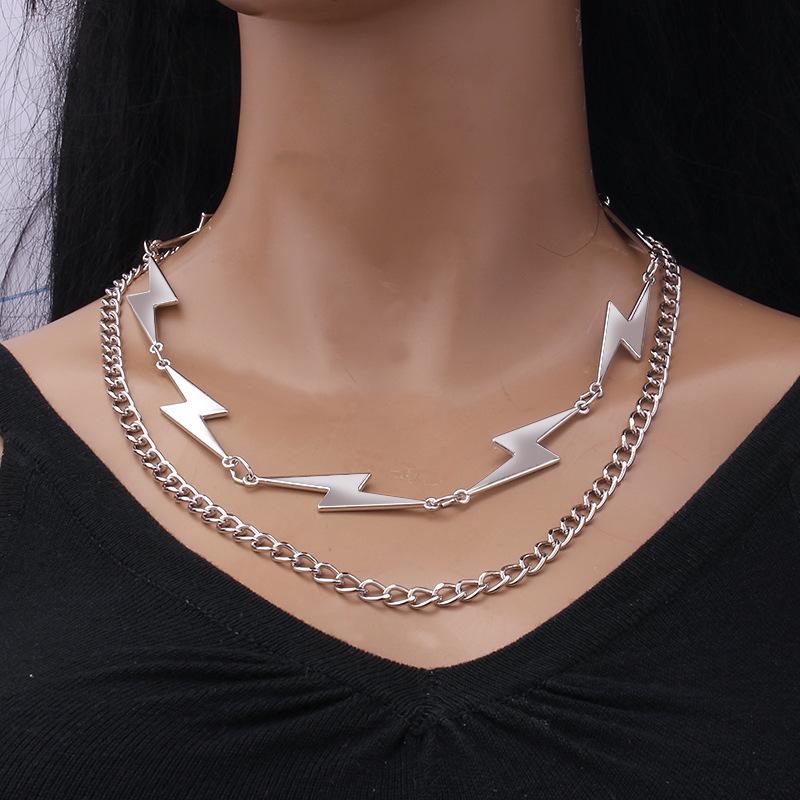 Trendy ins temperament lightning connection necklace niche men and women all-match hip-hop cold collarbone chain