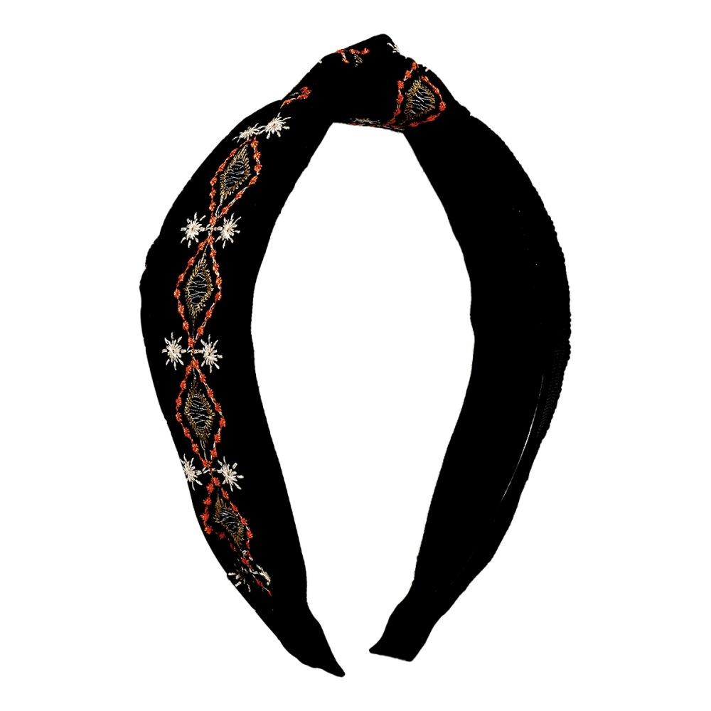 F3968TikTok ancient embroidery fabric simple headband geometric rhombus fresh headband