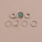 Vintage Ethnic Turquoise Ring Fashion Alloy Multi-Piece Knuckle Ring Finger Ring Accessories
