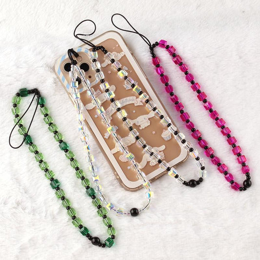 Crystal beaded mobile phone chain short 17cm fashion creative female mobile phone case lanyard