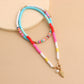 Jewelry double-layer colored soft pottery pearl scallop pendant necklace female ocean style trendy money jewelry