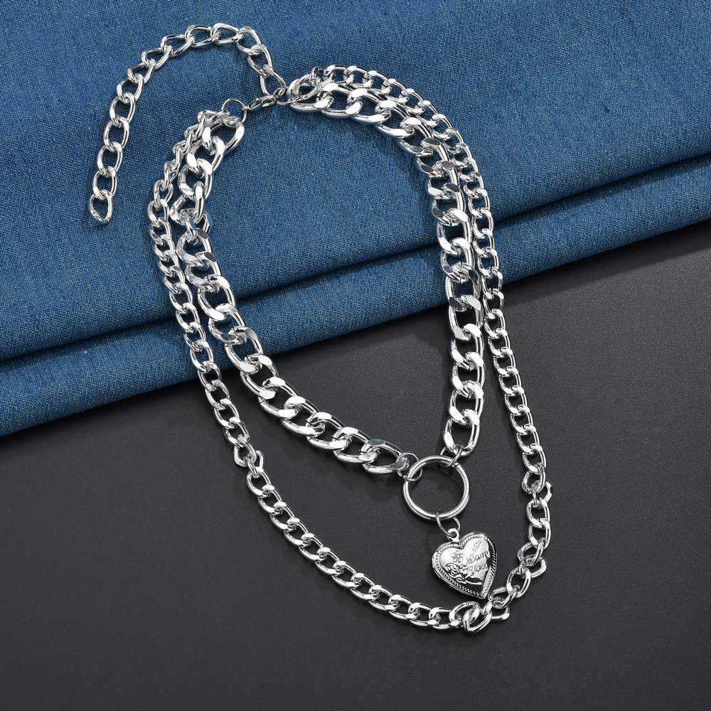 Accessories Retro Creative Heart Pendant Necklace Can Open Double Layer Women's Necklace Necklace