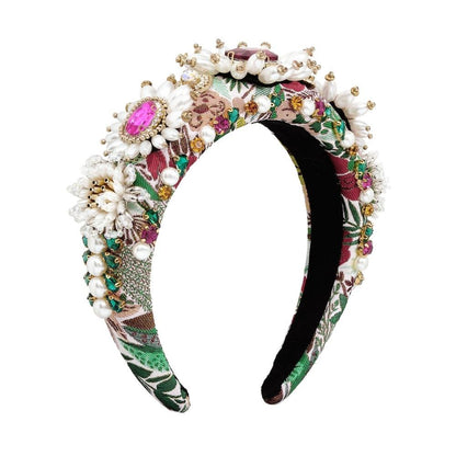 F3683 Baroque palace headband heavy industry diamond-encrusted fabric headband imitation pearl fashion light luxury hair accessories