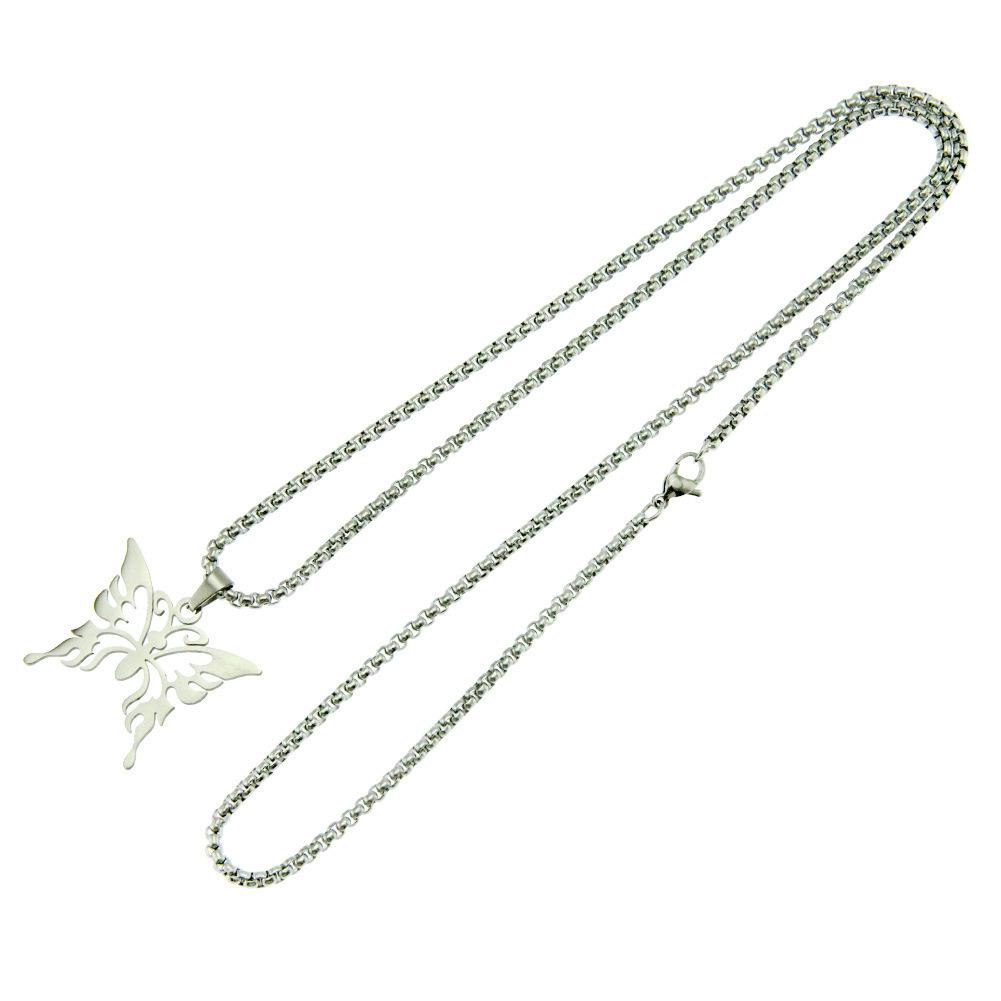Stainless Steel Jewelry Creative Men and Women Hollow Butterfly Pendant Necklace Popular Jewelry