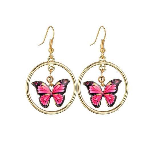 Personality Cute Gradient Painted Butterfly Earrings Fashion Ring Earrings Accessories
