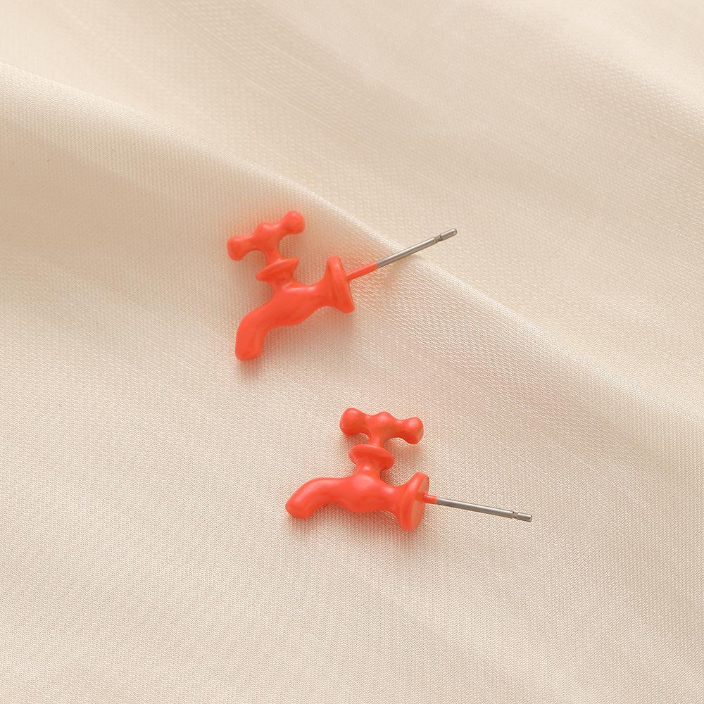 Trend personality exaggerated piercing faucet fluorescent color earrings