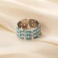 Fashion Simple Color Line Pick Hollow Stainless Steel Open Ring Titanium Steel Drip Oil Ring For Women