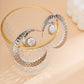 Jewelry temperament cold micro-inlaid imitation pearl crescent moon earrings simple geometric metal earrings for women