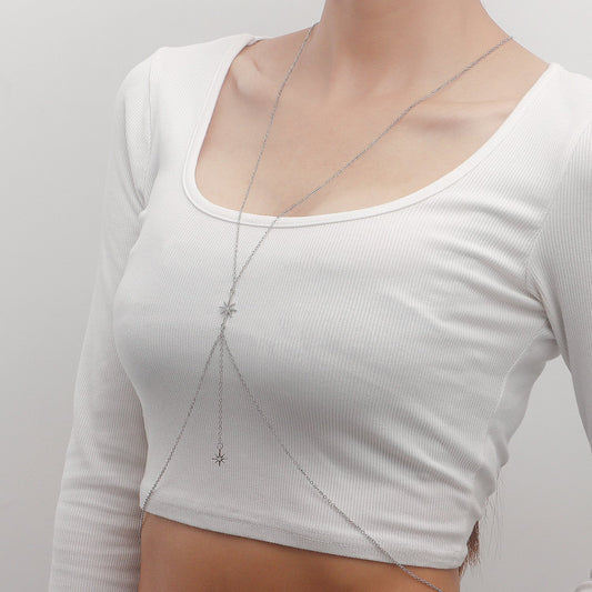 Jewelry bodychain with diamond hexagram pendant body chain ins net red sexy accessories female