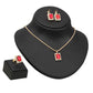 Bride Wedding Dress Female Accessories Square Diamond Gold Pendant Earrings Ring Three-Piece Set