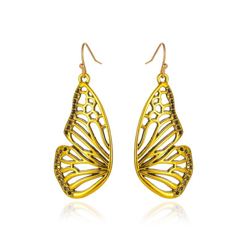 Ins Hollow Butterfly Earrings Retro Fashion Personality Exaggerated Metal Old Butterfly Wing Earrings Female